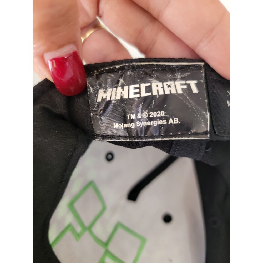 Minecraft Creeper Snapback Hat Youth OSFM Black Green Checkerboard 2020 Mojang - Picture 6 of 7
